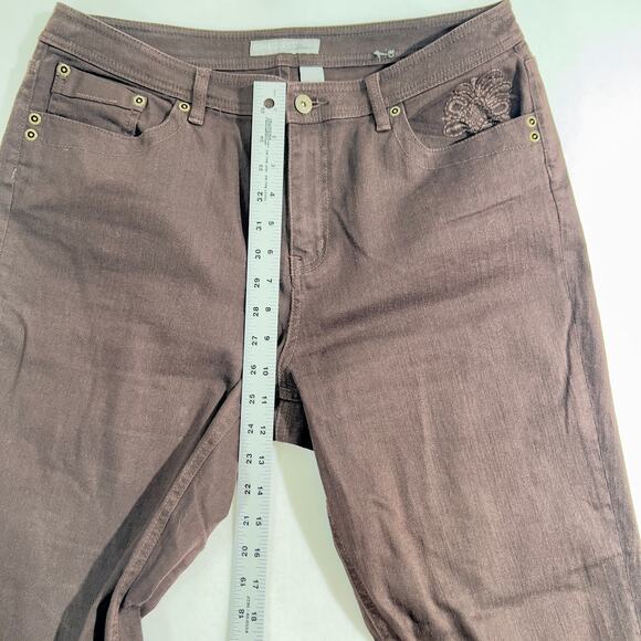Chico's Platinum Jeans Woman's 2 Reg(M 12) Brown Embroidered Rivet Embellishment - Picture 11 of 16